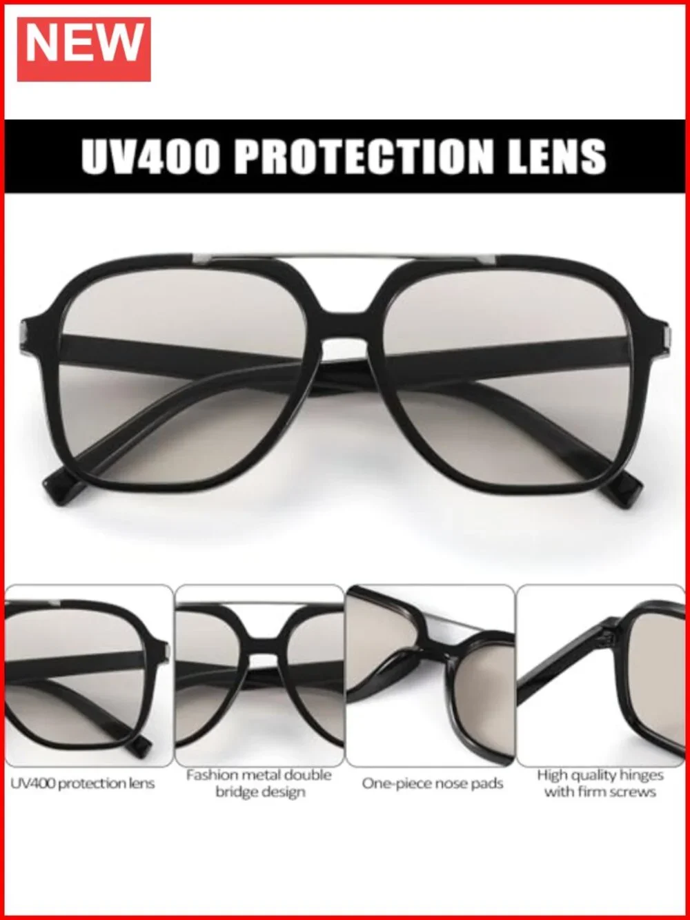 Classic Retro Aviator Sunglasses Women Men UV400 Protection Double Bridge Pilot